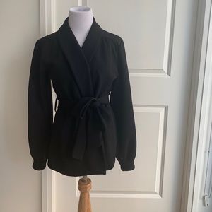 HIGH QUALITY Black Wrap Blouse with Gold Cufflinks